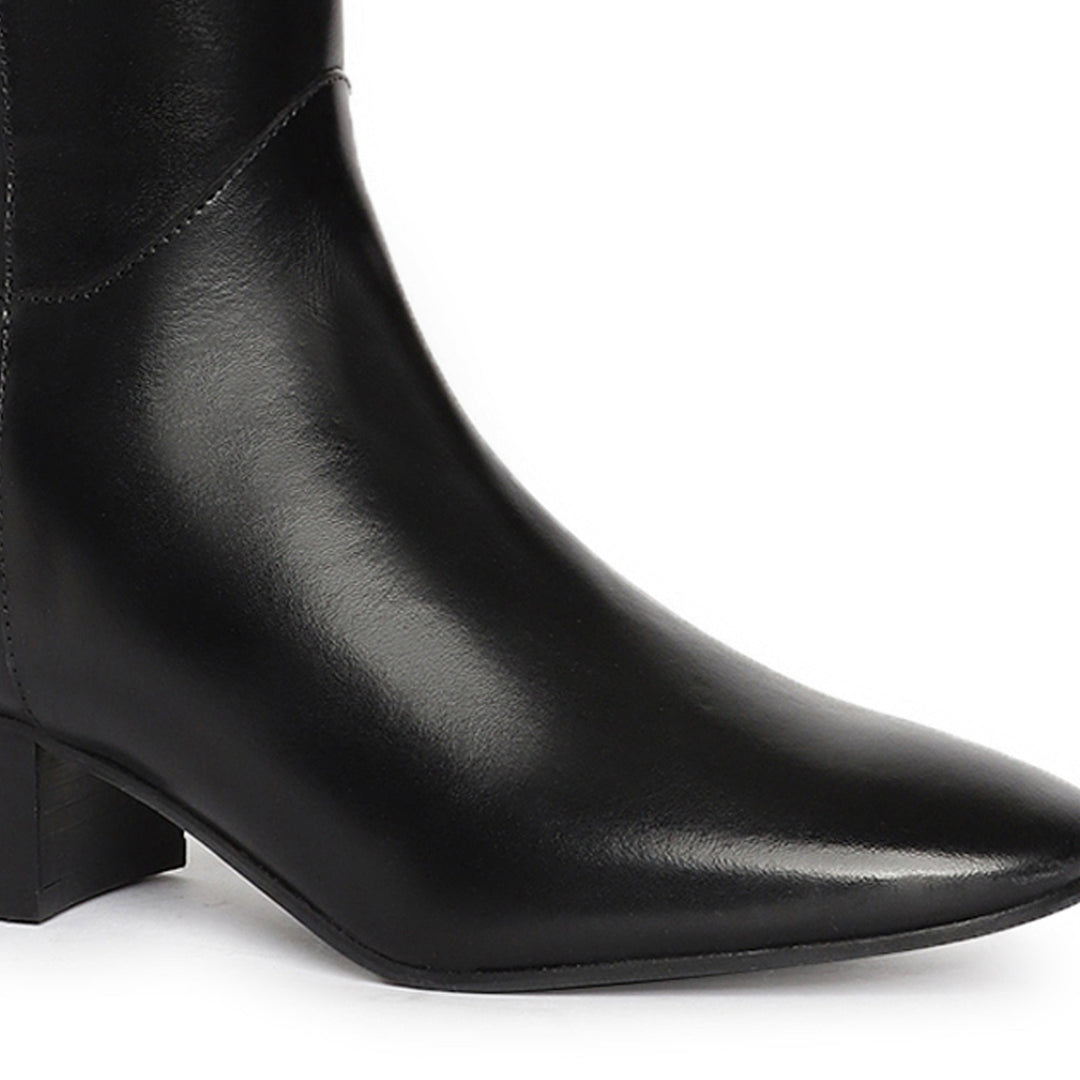 Saint Ivanna Black Leather Knee High Boots - SaintG US