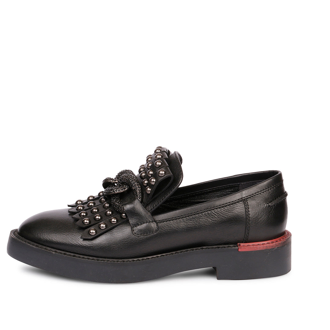 Kim Black Leather Handcrafted Shoes