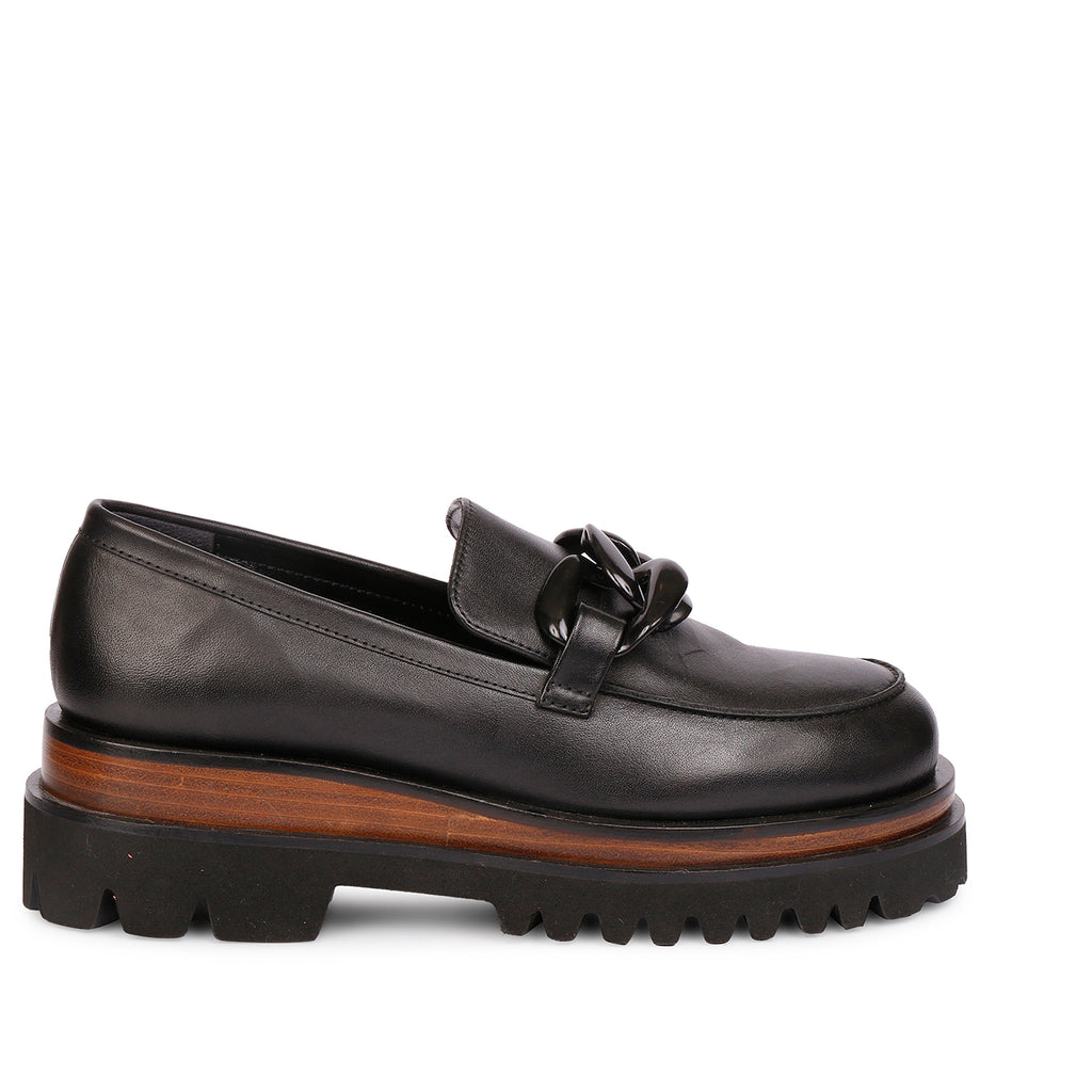 Paloma Black Leather Handcrafted Moccasins