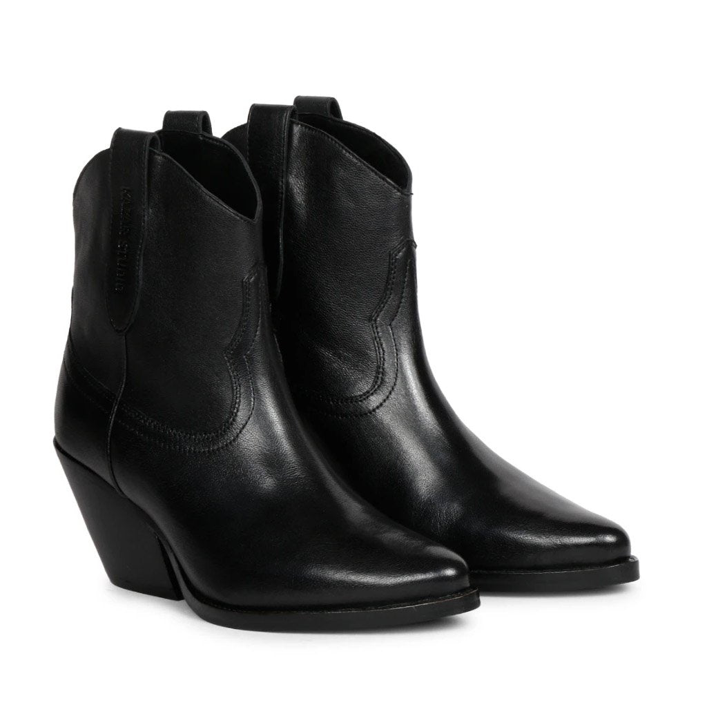 Giulia Black Leather Handcrafted Ankle Boots