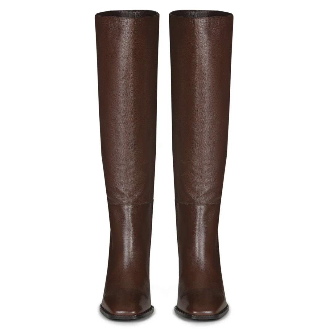 Saint Lia Brown Leather Knee High Slouch Boots - SaintG US