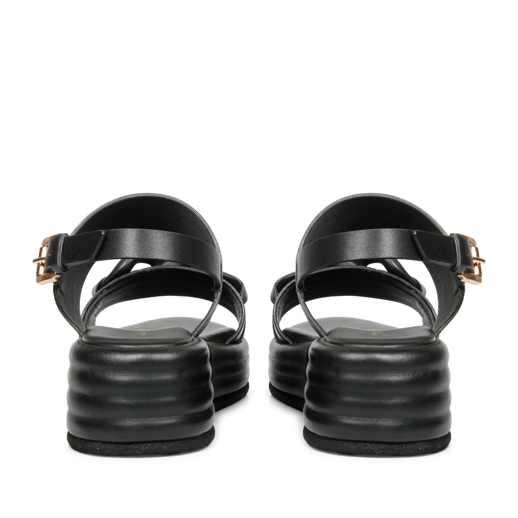 Saint Joelle Link Chain Embellished Black Leather Platform Sandals