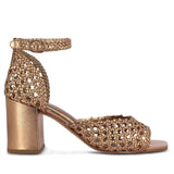 Saint Eibhlin Platin Hand Woven Leather Block Heels