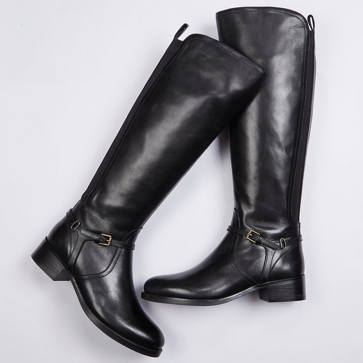 Saint Drusilla Black Leather Knee High Boots - SaintG