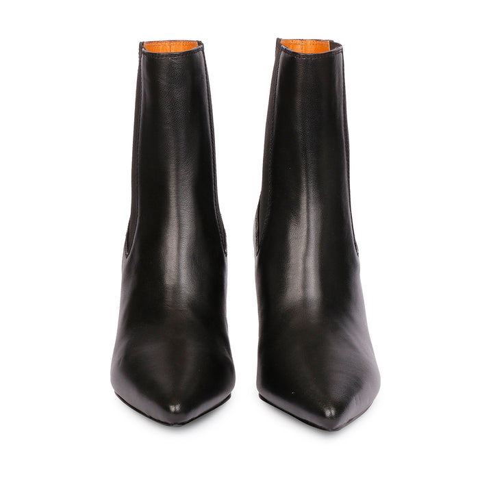 Elliana Black Leather Block Heel Boots