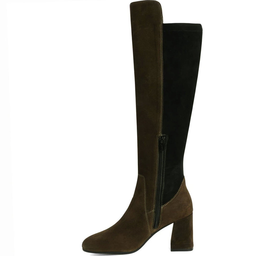 Saint Elexis Olive Leather Knee High Boots