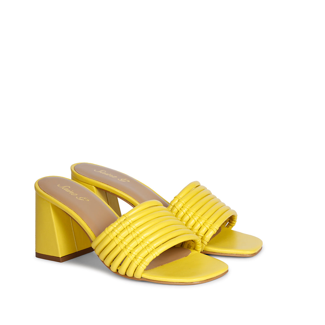 Saint Bethany Yellow Leather Block Heels