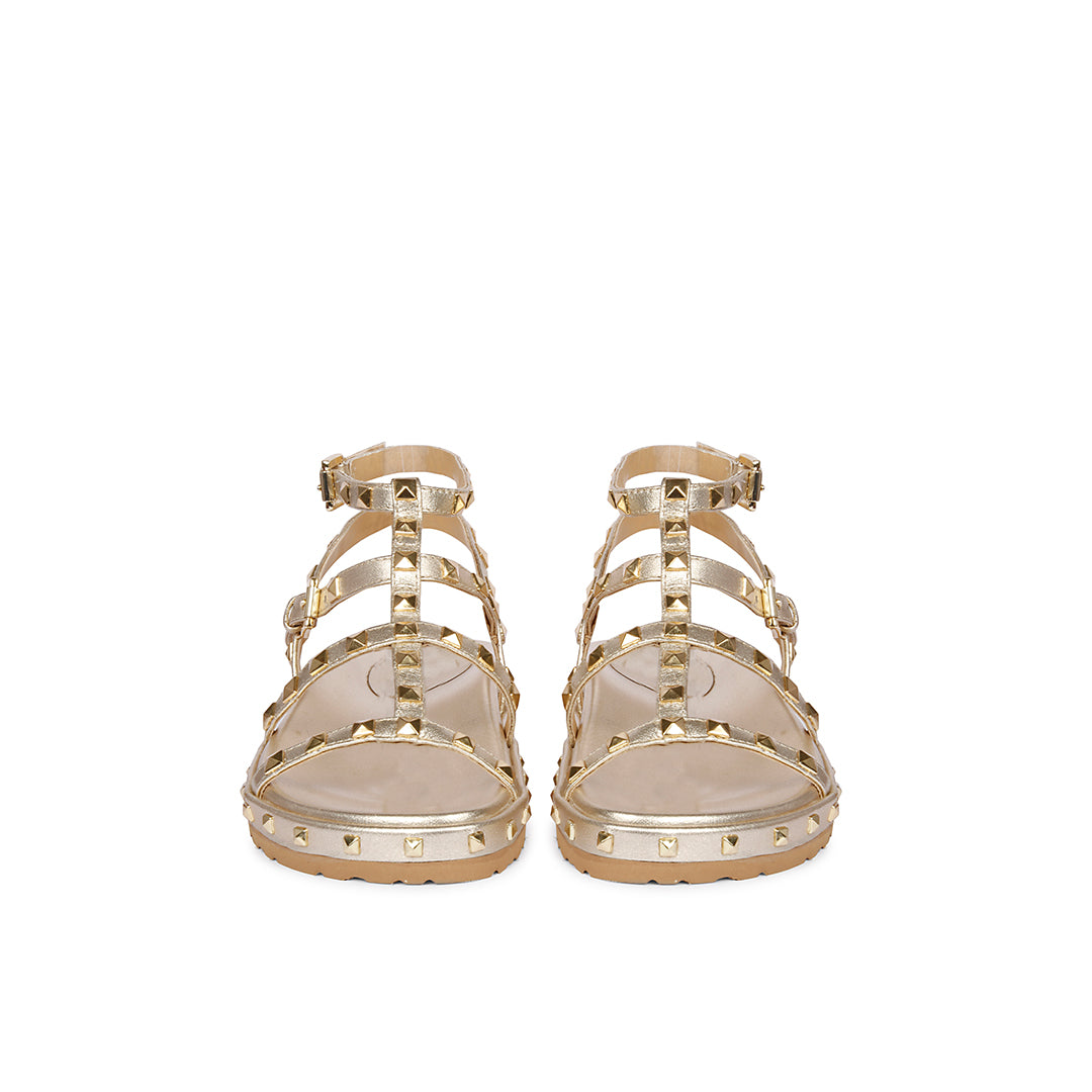 Alicia Studded Strappy Platin Leather Sandals