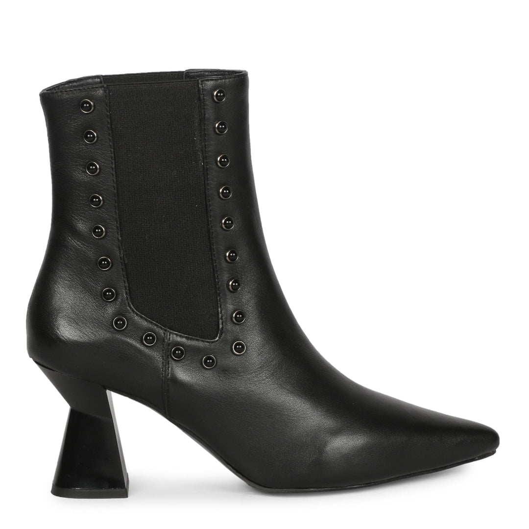 Saint Arianna Black Leather Sculpted Heel Boots