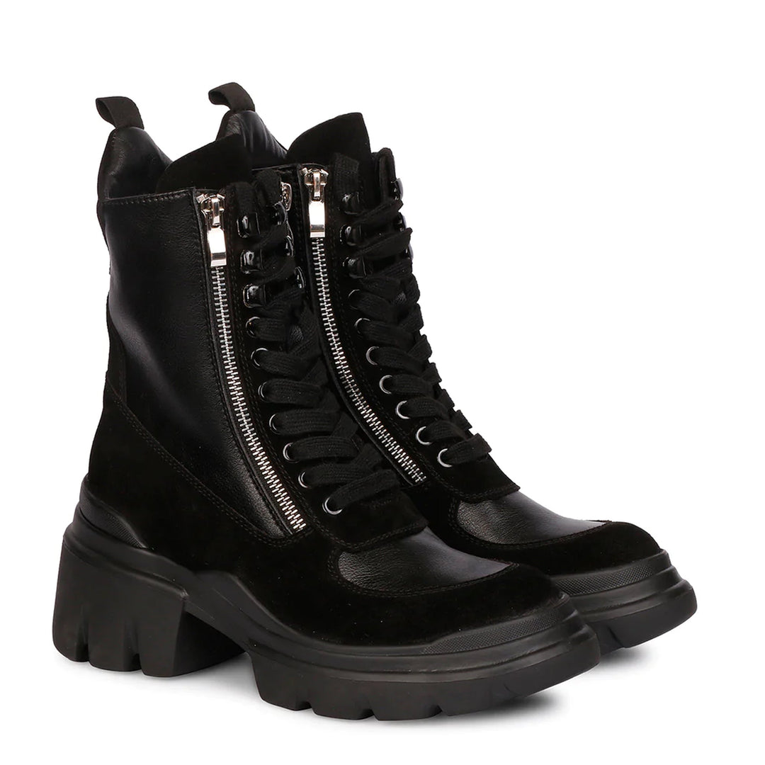 Saint Kendall Black Leather Lace Up High Ankle Boots