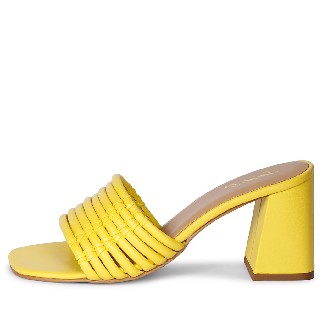 Buy online Yellow Pu Slip On Sandals from heels for Women by Truffle  Collection for ₹1050 at 65% off | 2024 Limeroad.com