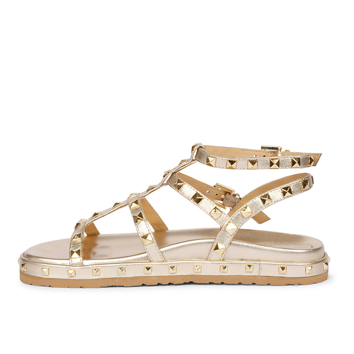 Alicia Studded Strappy Platin Leather Sandals