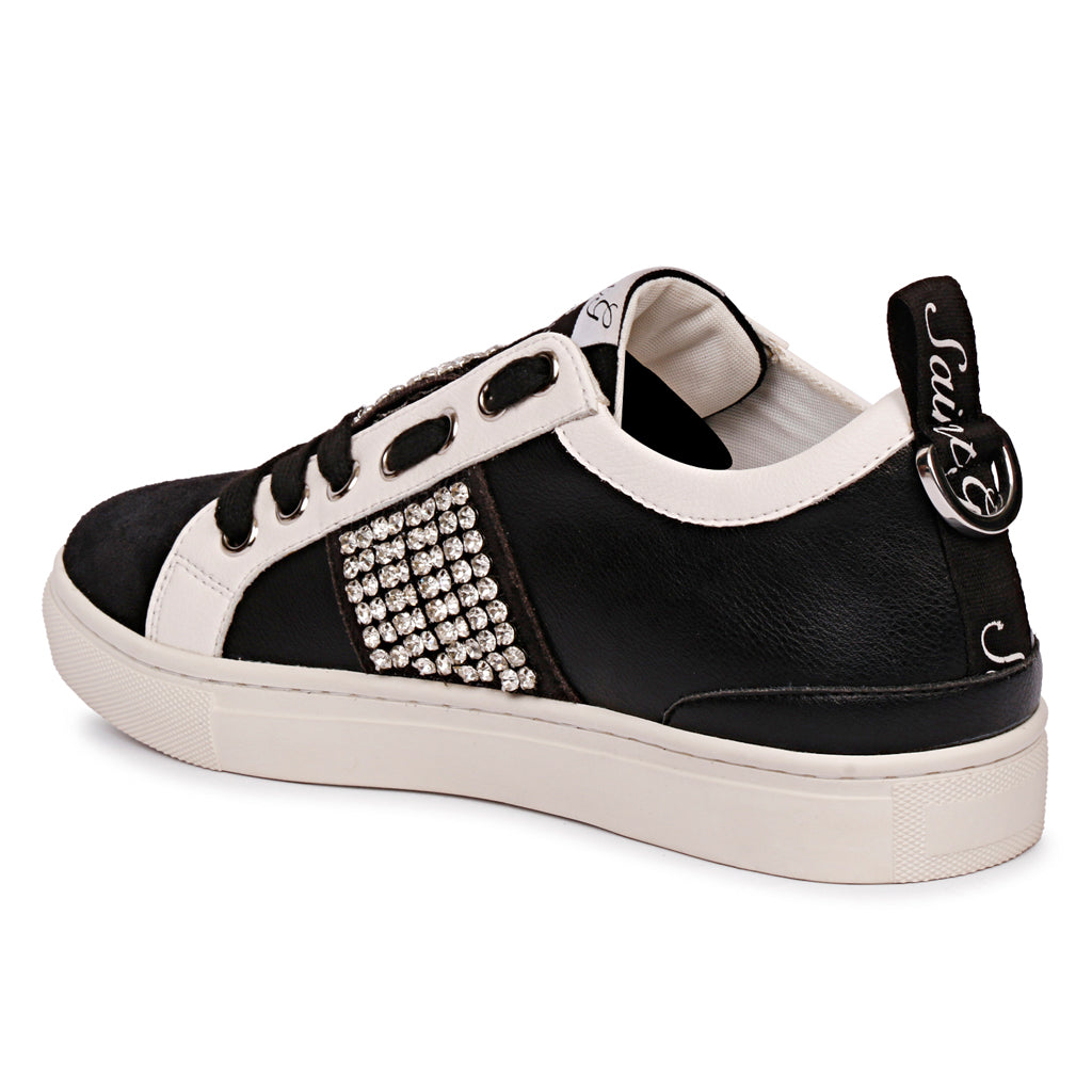 Janet Black Leather Sneakers