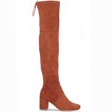Saint Luisa Tan Stretch Suede Above The Knee Boots