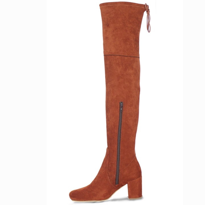 Saint Luisa Tan Stretch Suede Above The Knee Boots - SaintG US