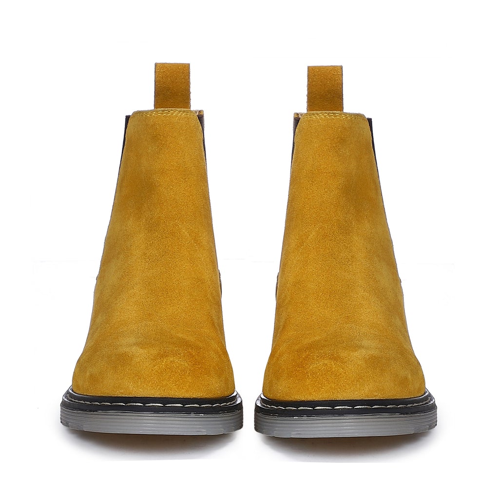 Elaine Yellow Suede Leather Chelsea Boots